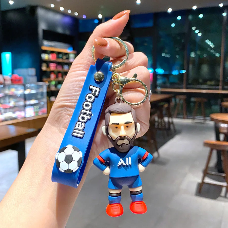 Creative Cartoon CR7 Football Keychain – Cute Cristiano Ronaldo Penalty Kick Bag Charm for Men & Women