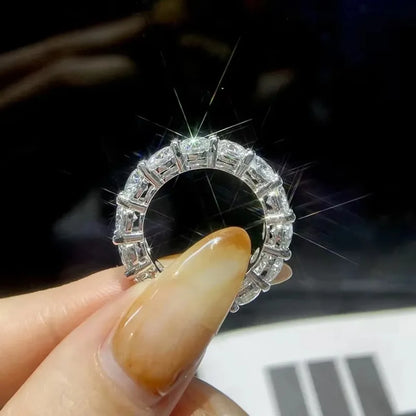 FEOBUR 7ct 5mm Moissanite Ring – Certified 925 Sterling Silver Full Diamond Engagement & Wedding Eternity Band for Men & Women