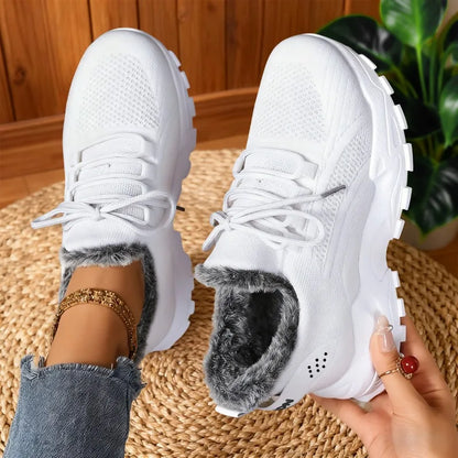 Women’s Winter Warm Sneakers – Non Slip Cold Weather Outdoor Walking Sports Shoes