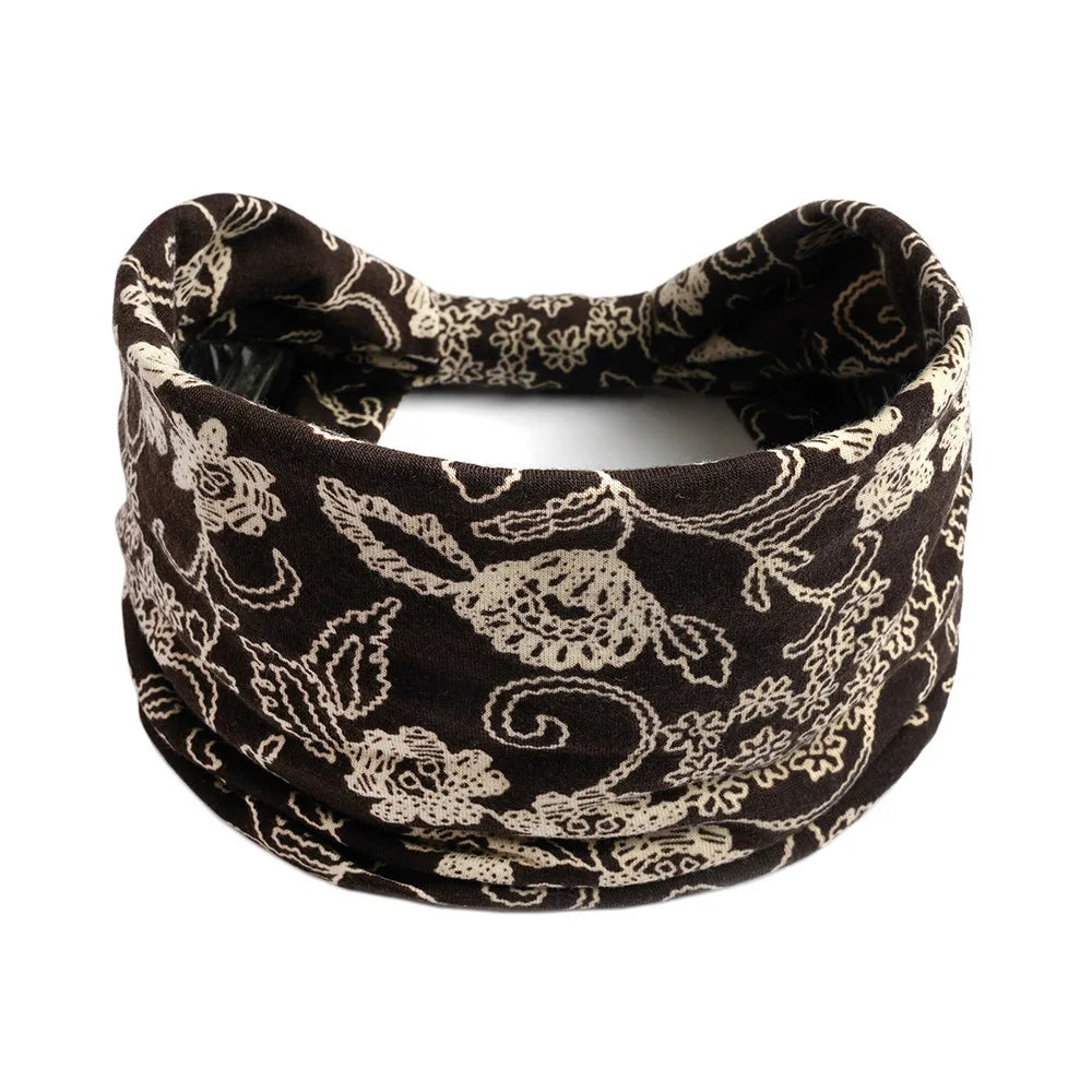 Bohemian Wide Cotton Stretch Headband for Women – Turban Headwrap, Bandage Hairband, Bandana Hair Accessories