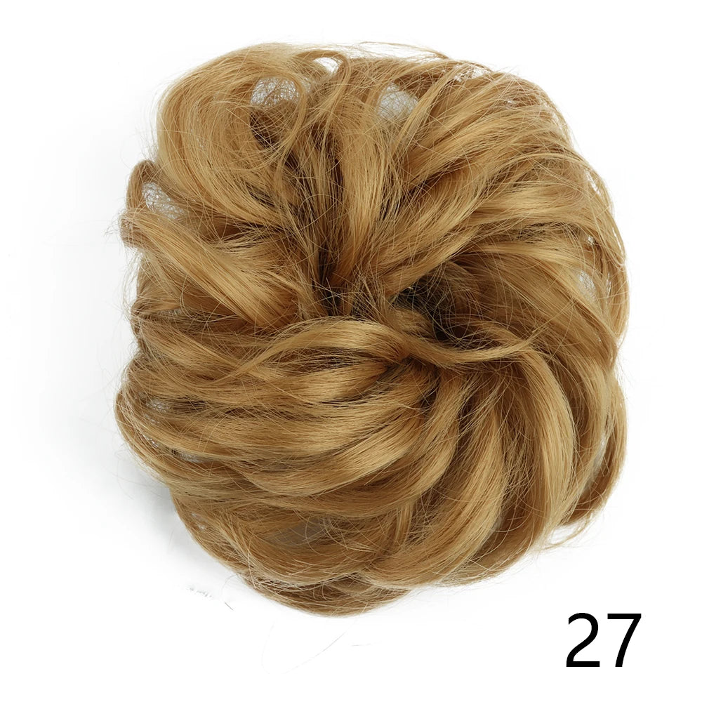 Synthetic Wavy Hair Bun Wig – Elastic Rubber Scrunchie Curly Ponytail Hair Extension for Ladies