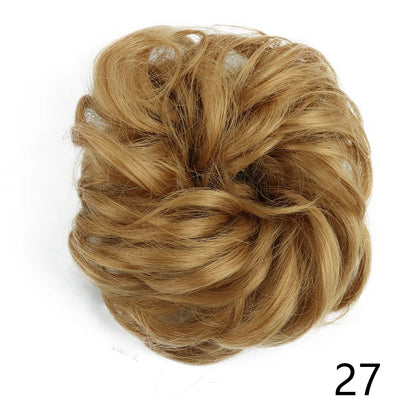 Synthetic Wavy Hair Bun Wig – Elastic Rubber Scrunchie Curly Ponytail Hair Extension for Ladies