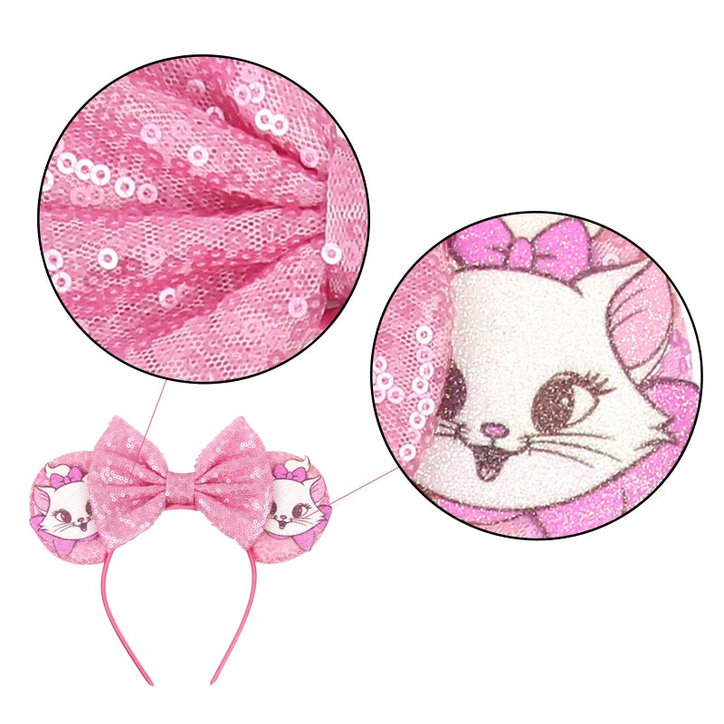 Disney Cartoon Mouse Ears Headband - Sequin Bow Hair Accessory for Girls, Birthday Parties & Cosplay