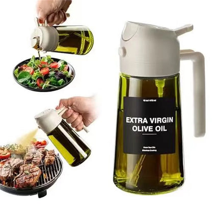 470ml Glass Oil Sprayer Bottle - 2-in-1 Olive Oil Dispenser and Cooking Spray Bottle with Stickers