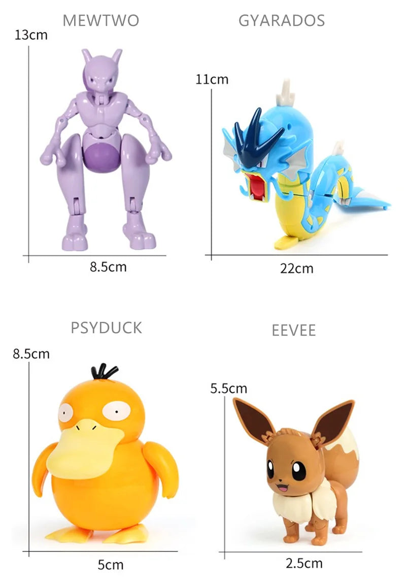 New Pokémon Action Figures – Pikachu, Charizard & Greninja Pocket Monster Poké Ball Deformation Toys for Kids Birthday Gifts