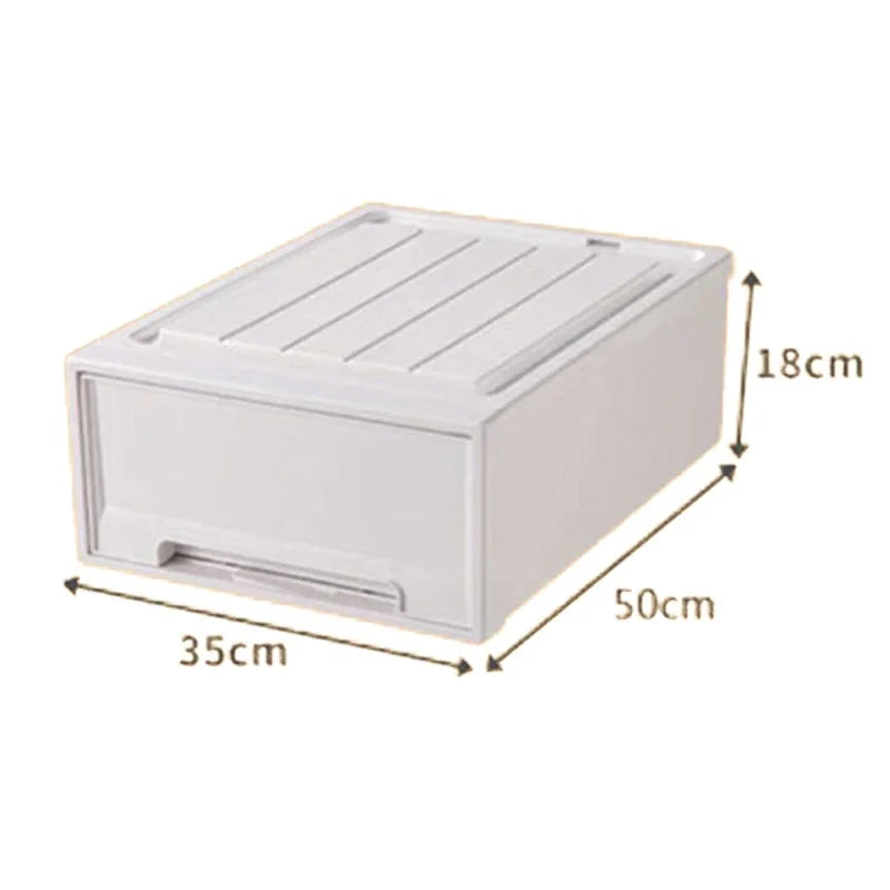 Wardrobe Storage Box – High-Capacity Transparent Stackable Drawer Container for Household Organization