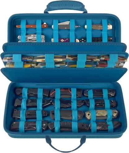 Knife Display Case – Storage Box for 66+ Pocket Knives & Butterfly Knives