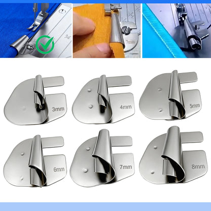 8-Piece Rolled Hemmer Foot Set - 3–10mm Spiral Edge Presser Feet for Sewing Machines