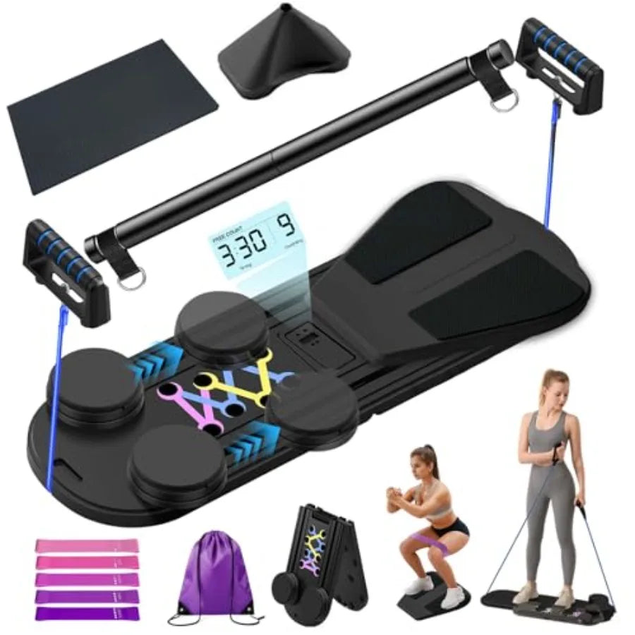 Foldable Multifunctional Pilates Board – Home Workout Core & Abs Trainer with Resistance Bands, Timer & Portable Storage Bag