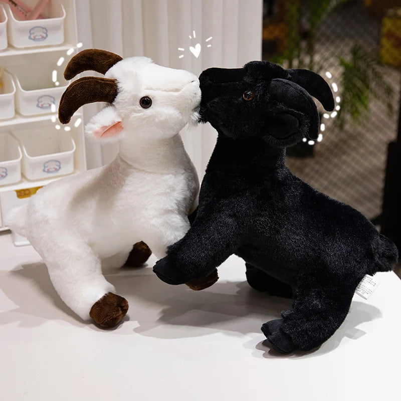 30/40cm Ranch Animal Plush Toy — Soft Lifelike Black & White Goat Simulation Doll, Cute Mountain Animal for Kids, Halloween Gift