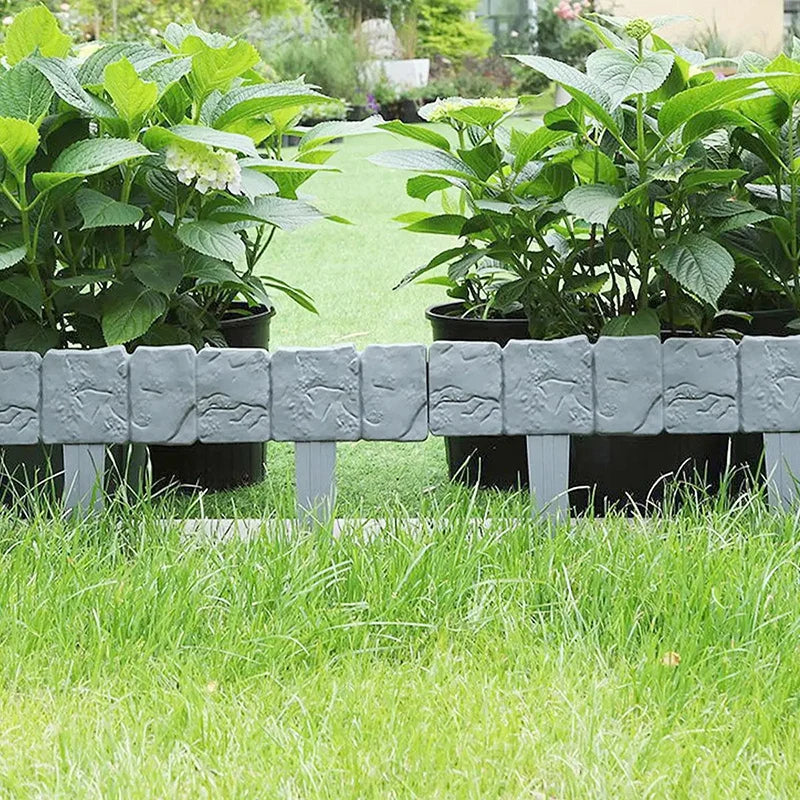 5-10pcs Garden Fence Stakes - Imitation Stone Decorative Plant Border for Lawn, Yard & Landscape DIY Edging
