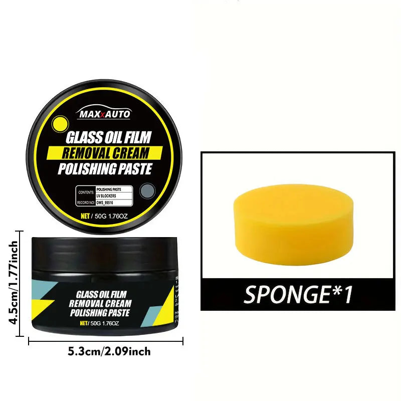 Car Glass Polish & Coating Kit – Windshield Oil Film Remover, Water Repellent & Anti-Rain Hydrophobic Cleaner
