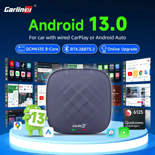 CarlinKit Android 13 AI TV Box – 8-Core Wireless CarPlay & Android Auto with Split Screen, 64G/128G for Netflix, YouTube, Play Store