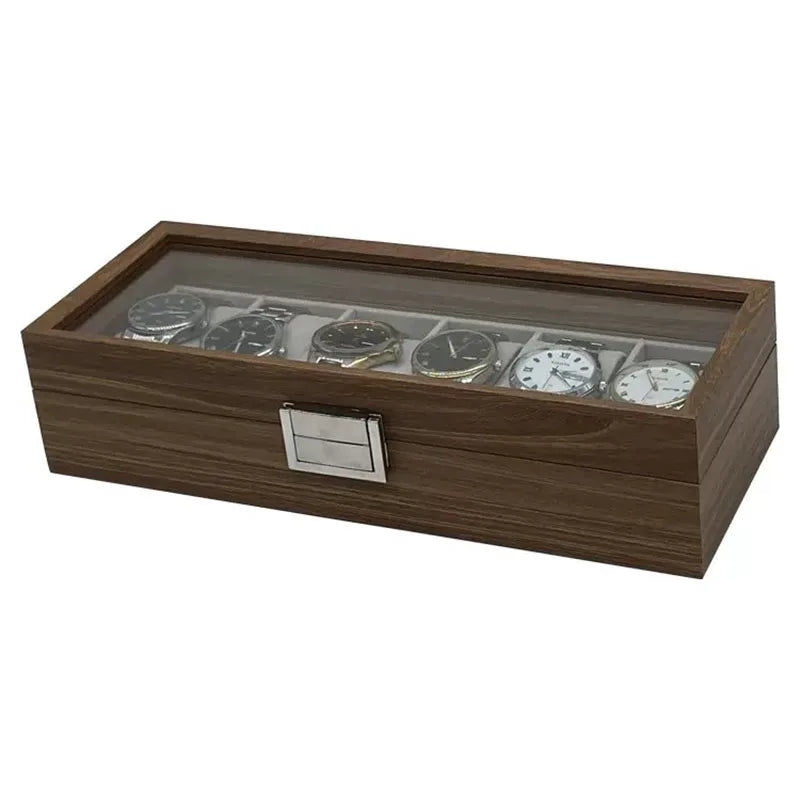 Black Walnut Grain Wooden Watch Box — Set of 6 Storage & Display Packaging Boxes