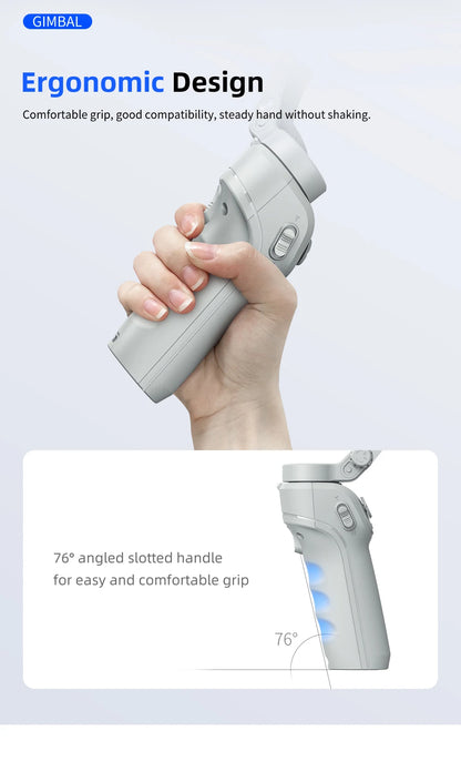 TOKQI M01 3-Axis Handheld Gimbal Stabilizer – Anti-Shake Foldable Holder, Selfie Tripod with Fill Light for iPhone & Smartphones