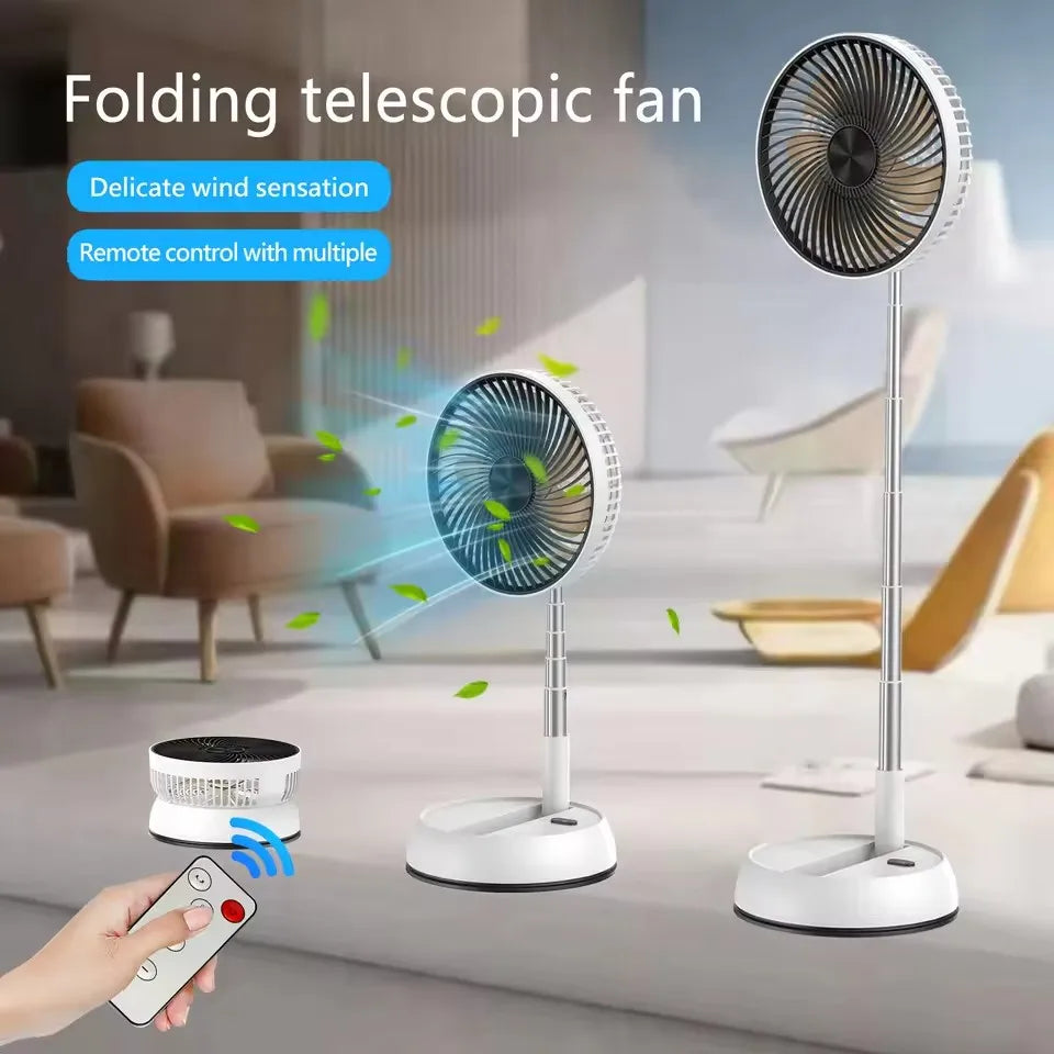 Portable Folding Fan - 6000mAh Rechargeable USB Remote Control Silent Floor Standing Fan