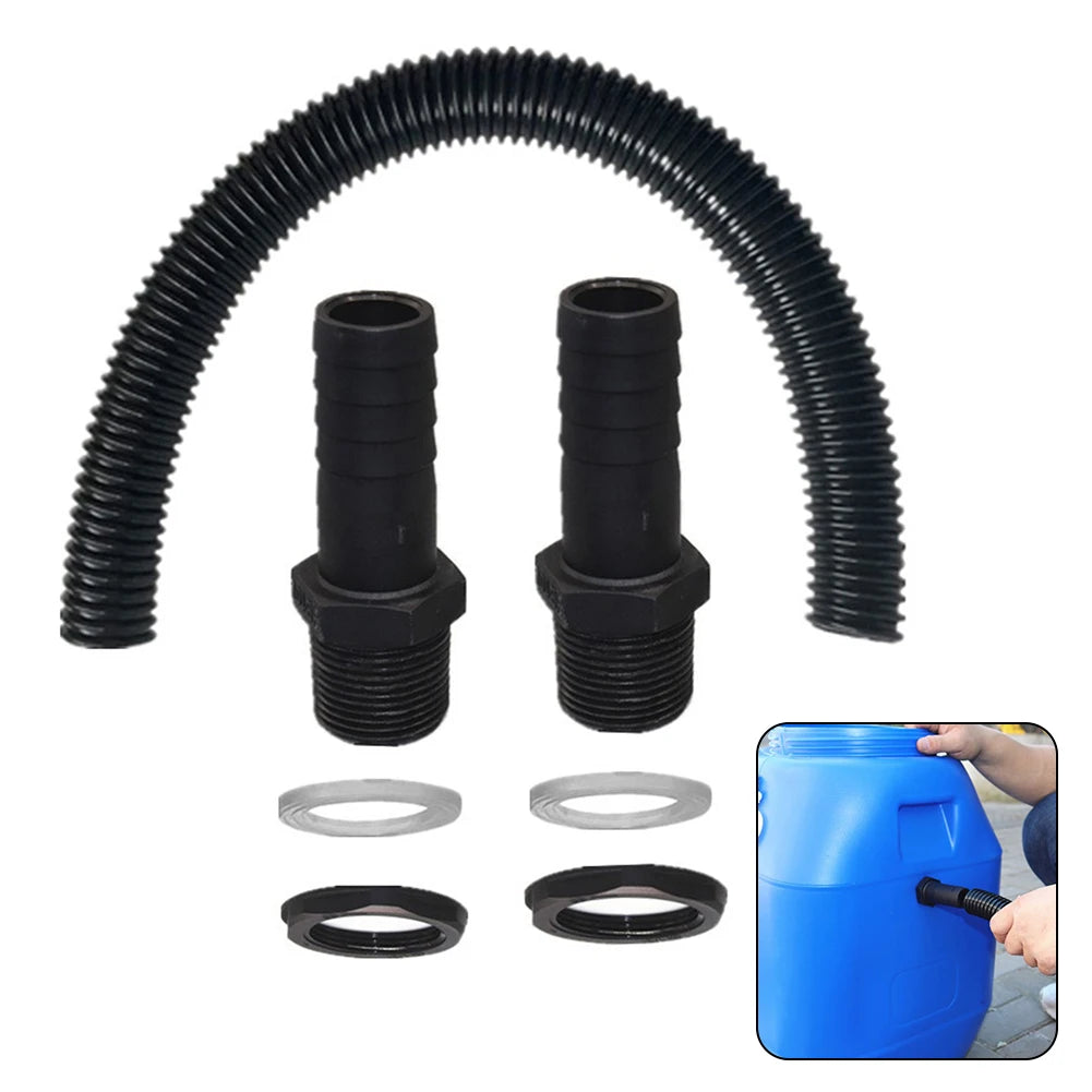 25mm Rain Barrel Hose Connector - Plastic Link Pipe Extension Kit for Garden Water Collection Systems