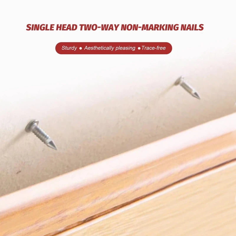 Double Head Seamless Nails – Rust-Proof Metal Skirting Fixing Nails, No-Trace Wood Wall Mounting Hardware Fasteners