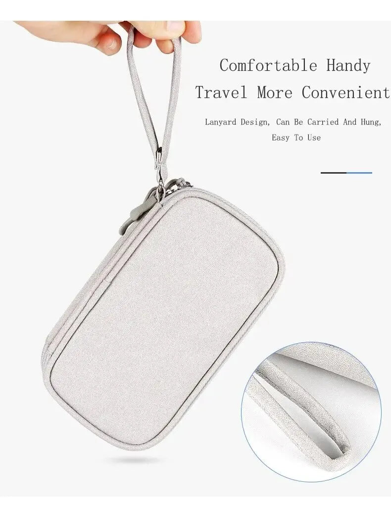 Waterproof Travel Cable Organizer Bag – Portable Double-Layer Storage Pouch for Cables & Chargers