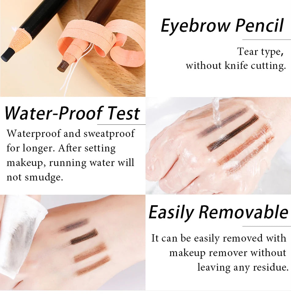 Tear-Off Pull Line Eyebrow Pencil – No Sharpening, Natural Color, Sweat & Smudge Proof Eyebrow Pencil