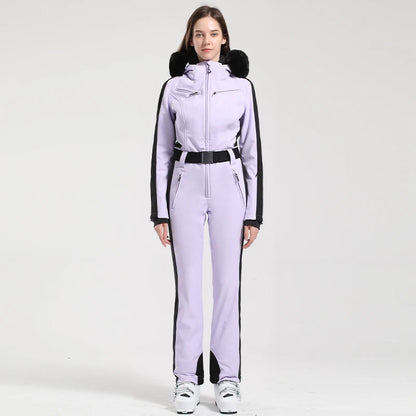 Gsou Women’s Winter Snow Jumpsuit – One-Piece Ski Suit, Thermal Waterproof & Windproof Outdoor Sportswear for Snowboarding