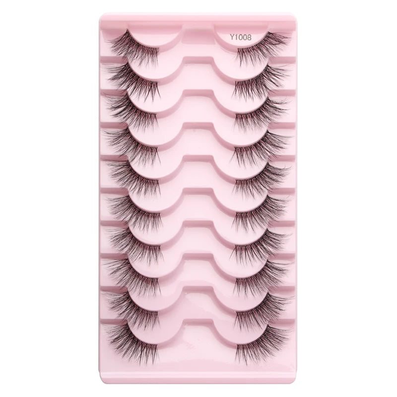 SHIDISHANGPIN 5/10 Pairs Cat Eye False Lashes – 3D Mink Half Lashes, Eyelash Extensions for Natural Makeup, Faux Cils Maquiagem