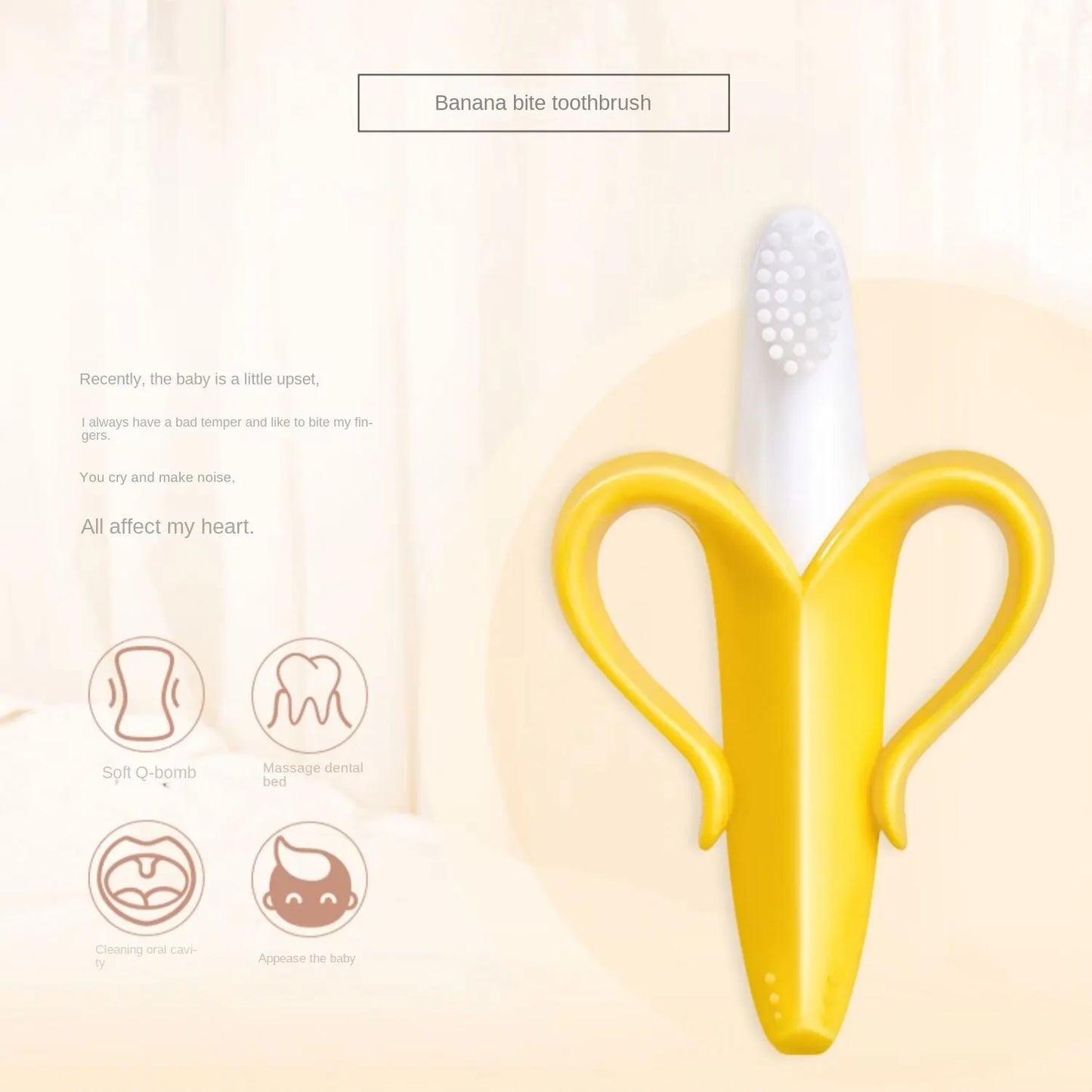 Banana Shape Baby Silicone Teether & Training Toothbrush – BPA Free Safe Chew Ring for Infant Dental Care