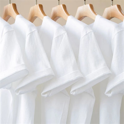 Men's & Women's Cotton T-Shirt — Summer Solid Color Round Neck Short-Sleeve Top, Casual Couple White Tee