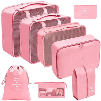 7–10 Pc Travel Organizer Storage Bags Set – Portable Packing Cubes for Suitcase, Clothes, Shoes & Luggage Tidy Pouch