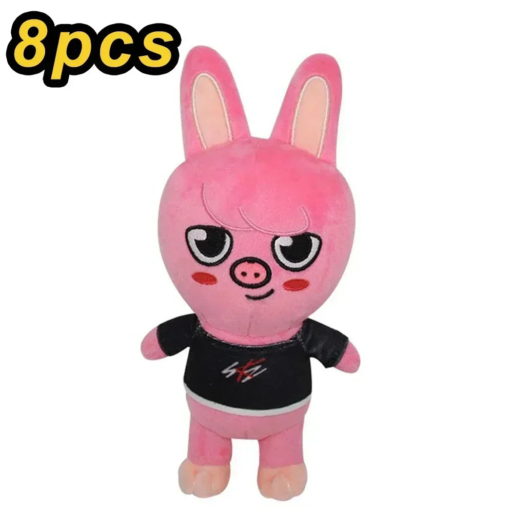 20cm Kawaii Skzoo Plush Toy Set – 8pcs Cartoon Stuffed Animals for Kids, Room Decor & Gifts