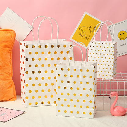 5 Pcs Dot Star Kraft Paper Bags with Handles – Birthday, Wedding & Party Gift Packaging Bags