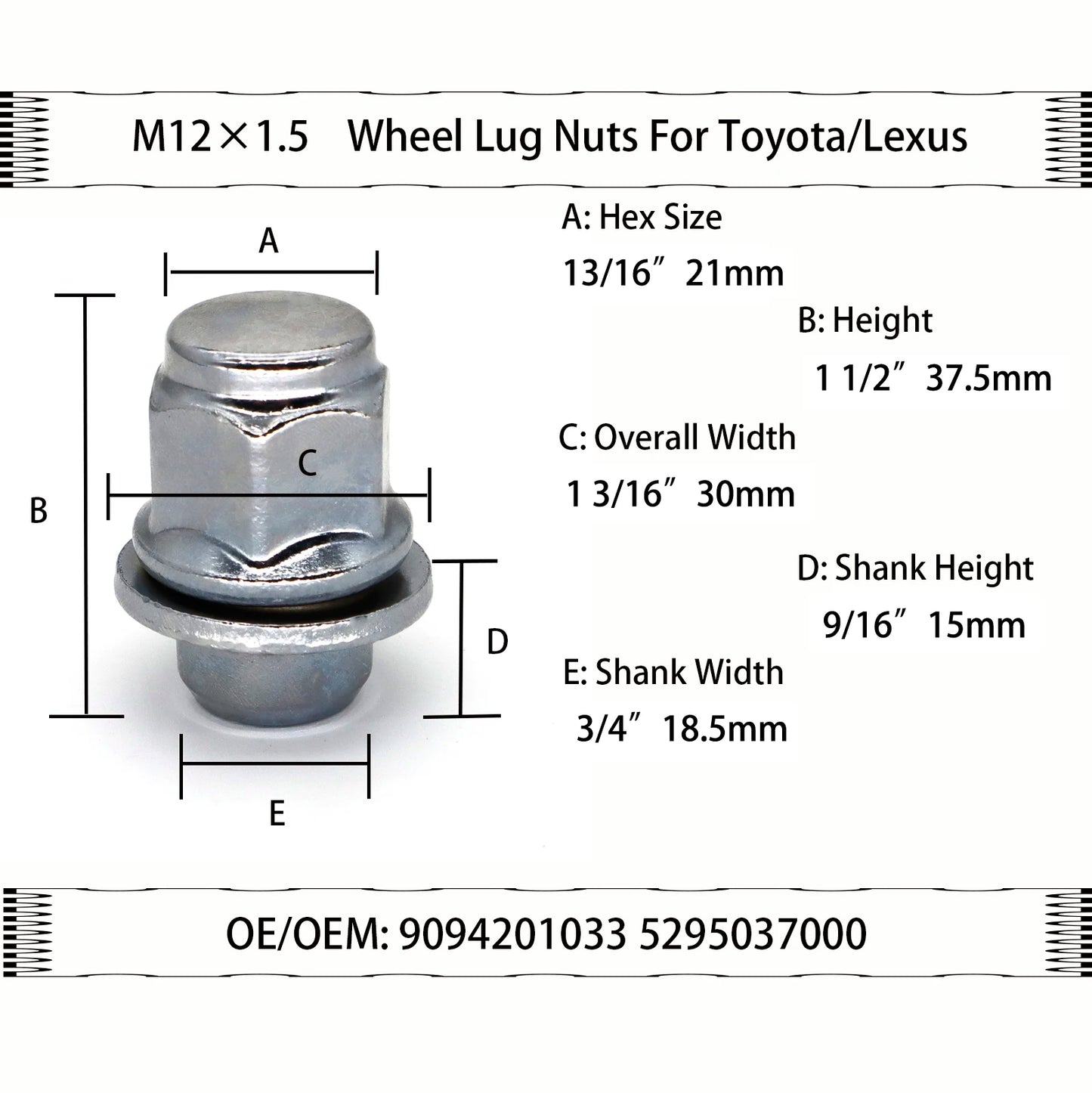 4pcs M12x1.5 Silver Wheel Lug Nuts – Compatible with Toyota 4Runner, Tacoma, Camry, RAV4, Prius, C-HR & Lexus ES350 IS300