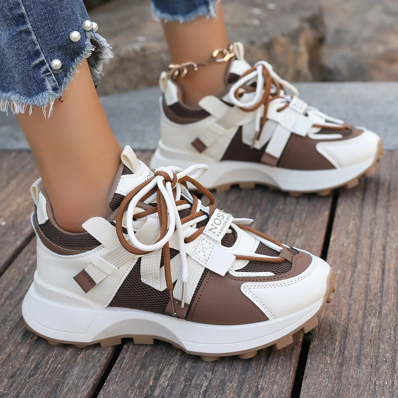 New Women’s Mesh Sneakers - Breathable Platform Lace-Up Casual Outdoor Low Top Shoes, Zapatos De Mujer