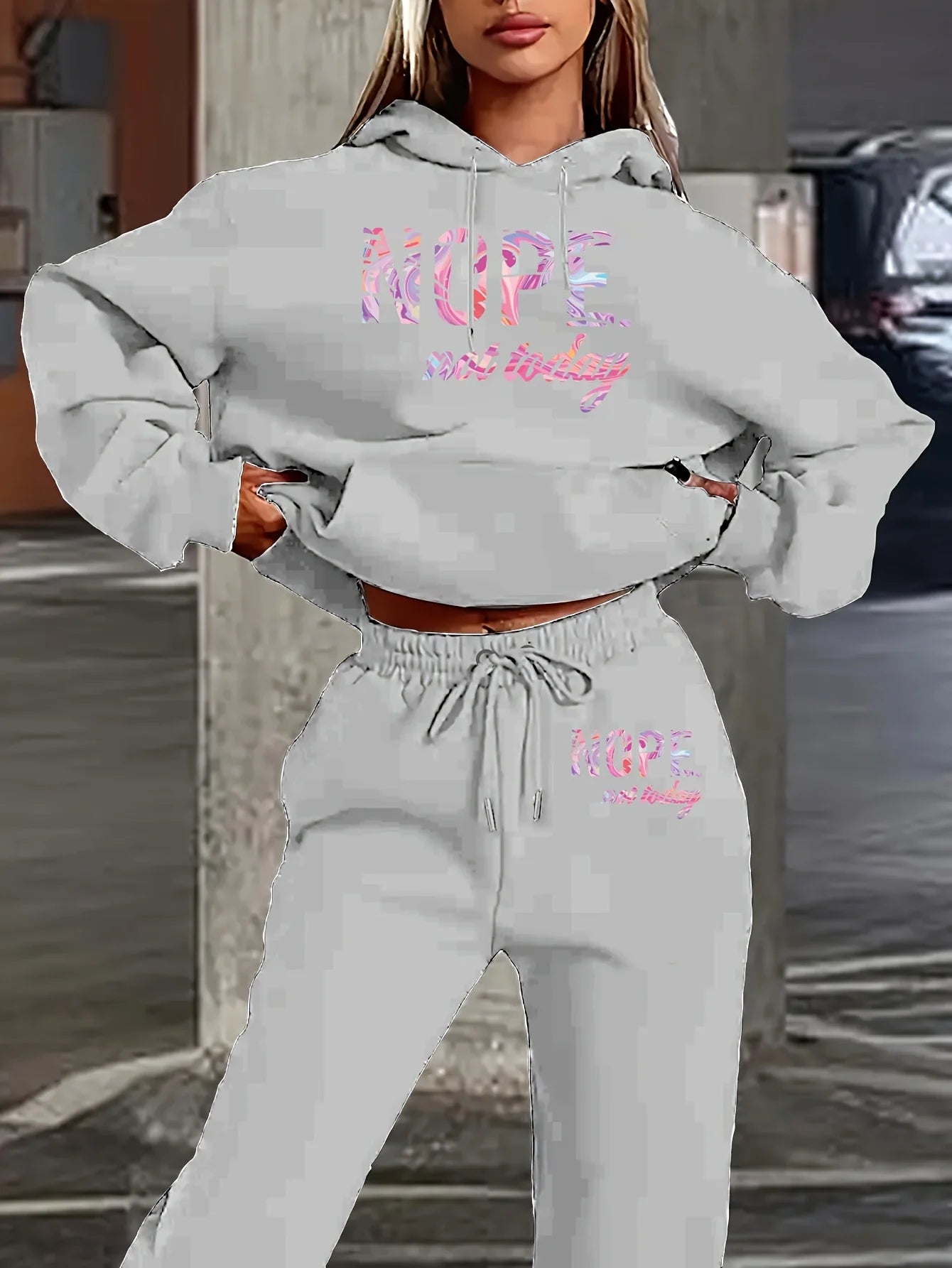 Women's 2-Piece Tracksuit Set - Hooded Sweatshirt & Sweatpants Casual Jogging Sports Outfit