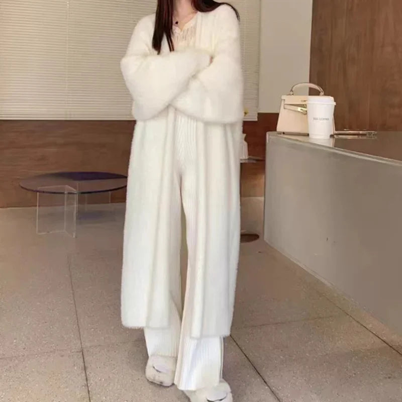 2024 Long Cardigan Women’s Knitted Sweater Jacket – Spring & Autumn Crochet, Loose Fit, Pockets, Winter Maxi Warm Jumper Coat