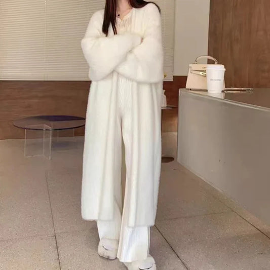 2024 Long Cardigan Women’s Knitted Sweater Jacket – Spring & Autumn Crochet, Loose Fit, Pockets, Winter Maxi Warm Jumper Coat
