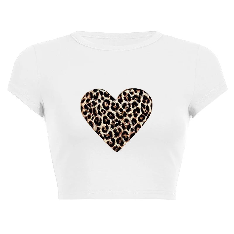 Harajuku Y2K Women’s White Crop Top – Casual Short Loose Summer Tee