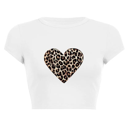 Harajuku Y2K Women’s White Crop Top – Casual Short Loose Summer Tee