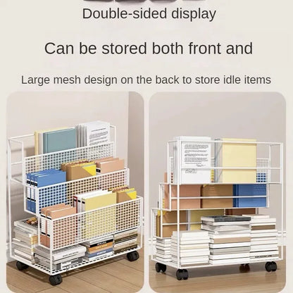 Multi-Layer Storage Trolley Cart - Rolling Bookshelf, Kitchen & Bathroom Organizer with Wheels