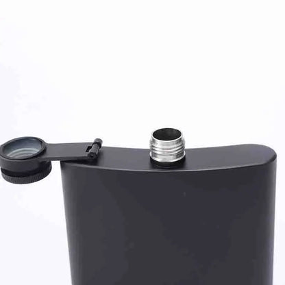 304 SS Portable Hip Flask – Black Whiskey, Vodka, Wine Bottle (6-12oz), Outdoor Bar Party Drinking Utensil