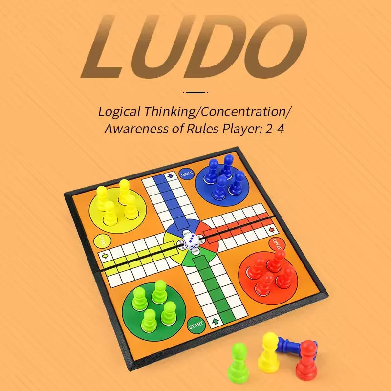 Foldable Ludo Board Game Set – Family Strategy Party Game with Parent-Child Interaction, Travel-Friendly Interactive Tabletop Board Game Toy