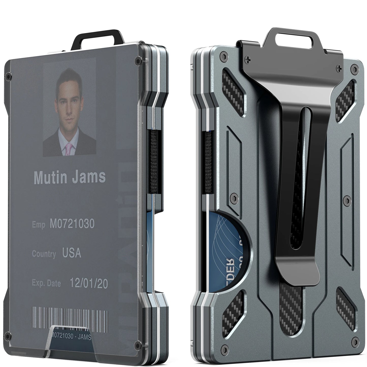 Slim RFID Blocking Metal Wallet for Men – Minimalist Aluminum Money Clip with Clear ID Holder, Holds Up to 15 Cards
