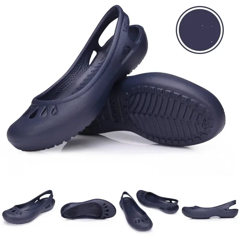 RYAMAG Women’s Clogs Jelly Sandals – Non-Slip Summer Hole Shoes, Waterproof EVA Flat Slippers for Home & Garden
