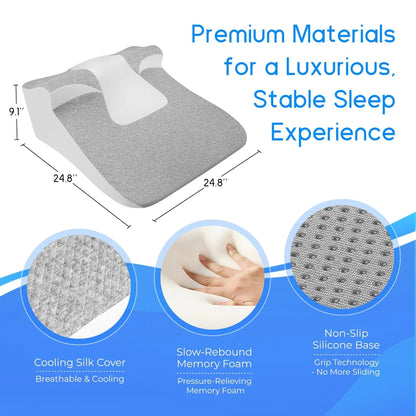 Bed Wedge Pillow for Sleeping — Ergonomic Support for Acid Reflux, Reading, and Prone Position, Ideal for Couples