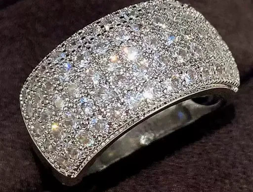 Hip Hop Iced Out Men Ring - Trendy Copper Pave CZ Geometry Jewelry with Bling Cubic Zirconia Design