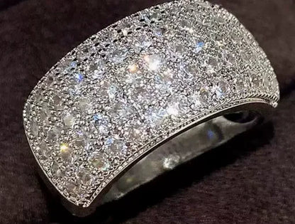 Hip Hop Iced Out Men Ring - Trendy Copper Pave CZ Geometry Jewelry with Bling Cubic Zirconia Design