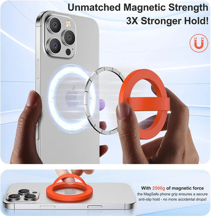Magnetic Liquid Silicone Phone Finger Strap – Hands-Free MagSafe Grip and Stand for iPhone 17 and 16 Series