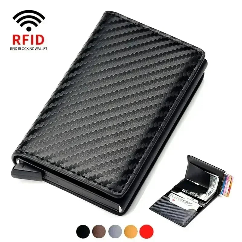 Slim RFID Aluminum Carbon Fiber Men’s Wallet – Slim Business Card & Credit Card Holder Case