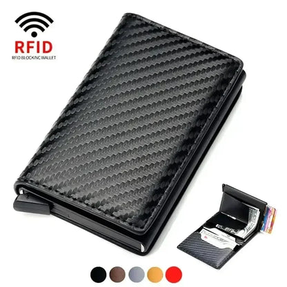 Slim RFID Aluminum Carbon Fiber Men’s Wallet – Slim Business Card & Credit Card Holder Case