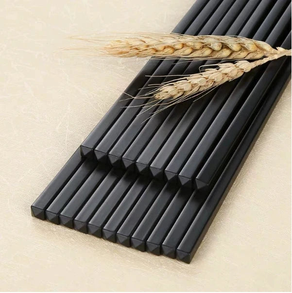 Reusable Black Alloy Chinese Chopsticks – Food Grade, Safe Bamboo, High-Temperature Sterilizable Sushi Sticks